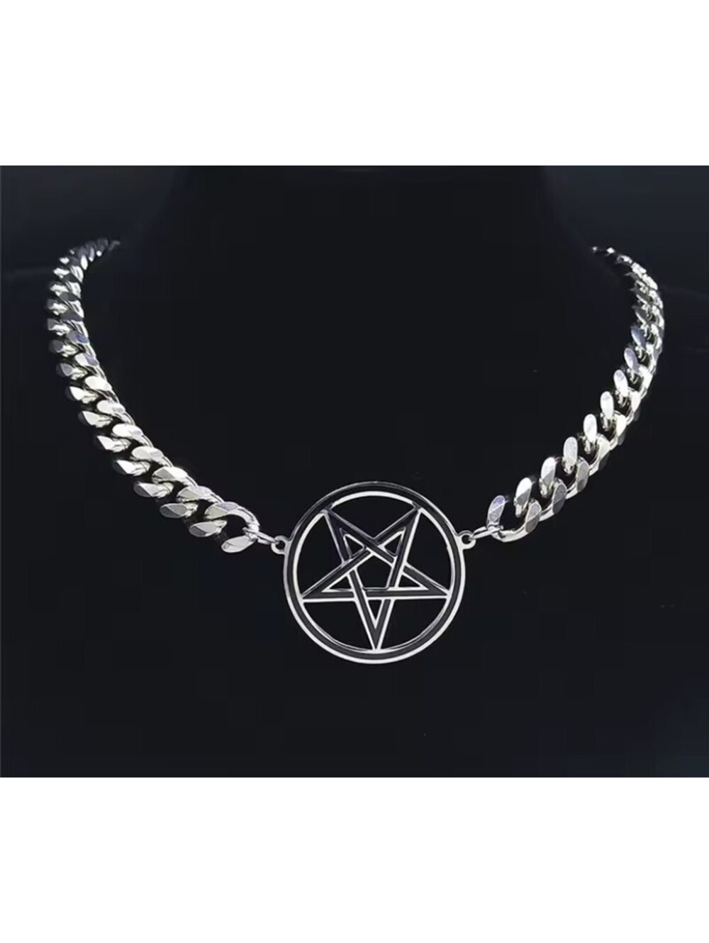 BAPHOMET PENTAGRAM NECKLACE CHOKER 666 black metal death metal goth occult